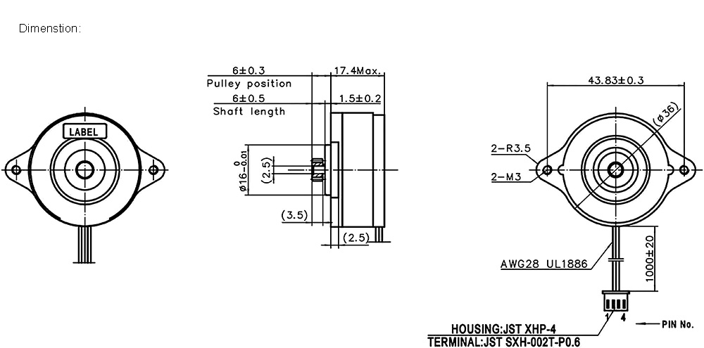 MOONS NEMA14 Stepper Motor 1.8° 1.9V 10Ncm 36mm for Extruder and 2.4 3D Printer